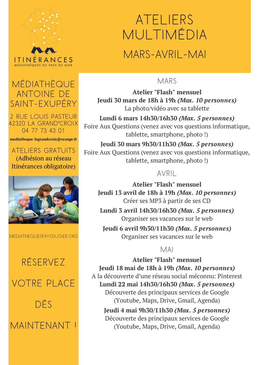 Programme des ateliers multimédia de La Grand'Croix pour la rentrée 2016 ateliers multimedia 03 04 05